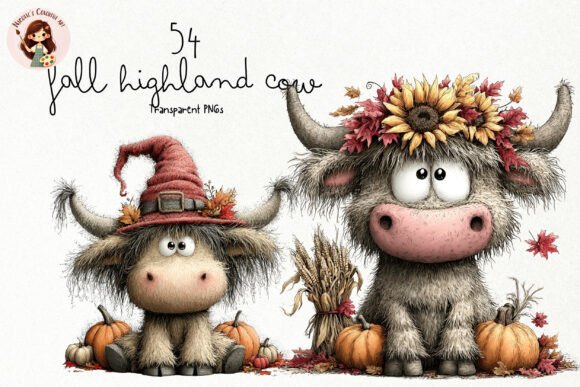 Download Fall Highland Cow PNG Clipart Bundle - Png clipart bundle Collection