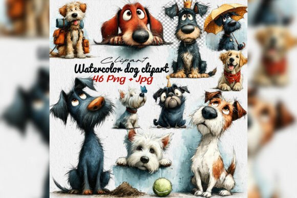 Download Watercolor Dog PNG Clipart Bundle Cute - Png clipart bundle Collection